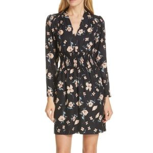REBECCA TAYLOR Daniella Floral V-neck Black Dress